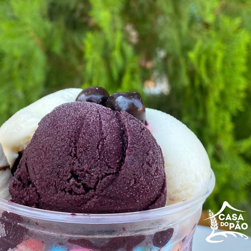 Copo de Açaí Favorito com sorvete e canudo de wafer